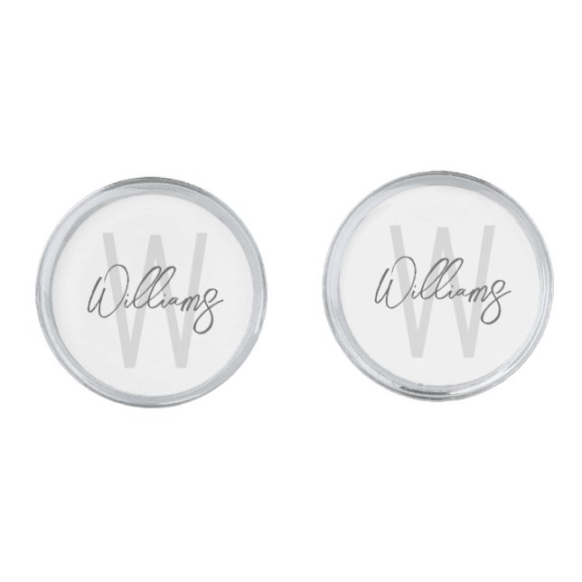 Modern Script Personalized Monogram and Name Cufflinks (Front)