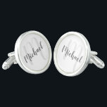 Modern Script Personalized Monogram and Name Cufflinks<br><div class="desc">Personalized Monogram and Name Gift
featuring personalized name in grey modern script font style and monogram in light grey modern script font style as background
on white background.

Perfect as holiday gift,  father's day gift,  thank you gift for groomsmen and gift for any special occasions.</div>