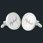 Modern Script Personalized Monogram and Name Cufflinks<br><div class="desc">Personalized Monogram and Name Gift
featuring personalized name in grey modern script font style and monogram in light grey modern script font style as background
on white background.

Perfect as holiday gift,  father's day gift,  thank you gift for groomsmen and gift for any special occasions.</div>