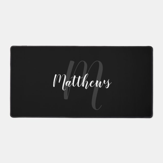 Modern Script Personalized Monogram and Name Desk Mat (Front)
