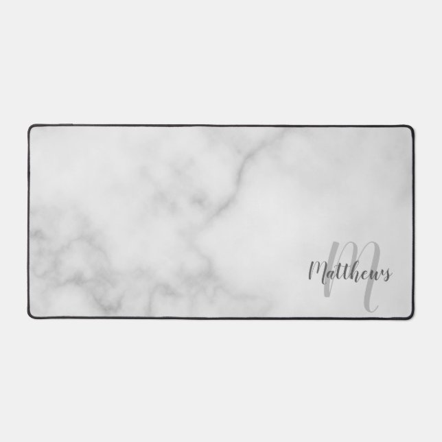 Modern Script Personalized Monogram and Name Desk Mat (Front)