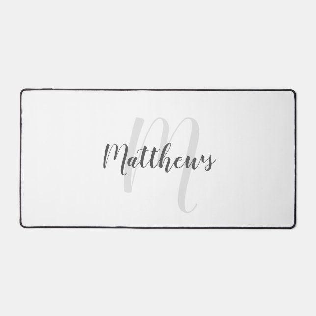 Modern Script Personalized Monogram and Name Desk Mat (Front)
