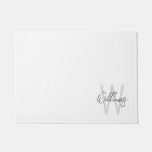 Modern Script Personalized Monogram and Name Doormat