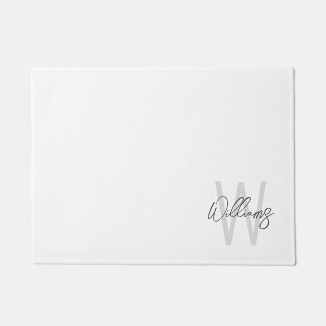 Modern Script Personalized Monogram and Name Doormat (Front)