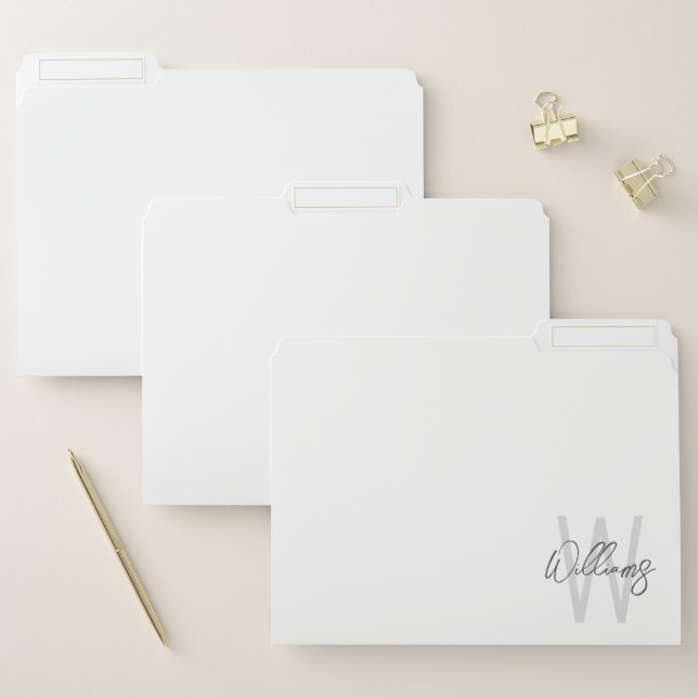 Modern Script Personalized Monogram and Name File Folder (Set)