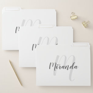Modern Script Personalized Monogram and Name File Folder