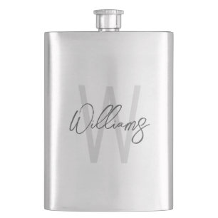 Modern Script Personalized Monogram and Name Flask