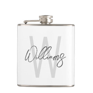 Modern Script Personalized Monogram and Name Flask