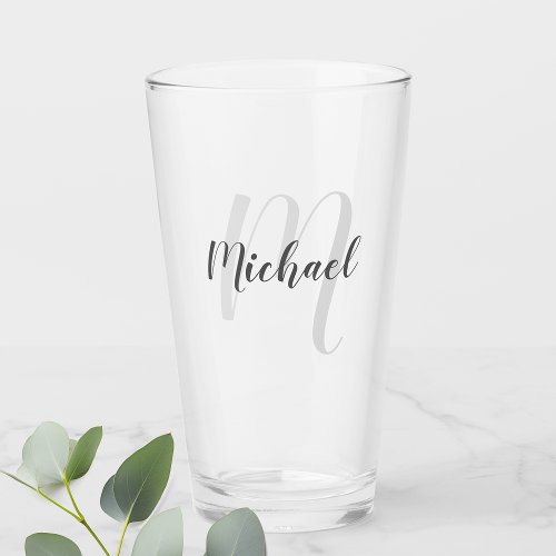 Modern Script Personalized Monogram and Name Glass