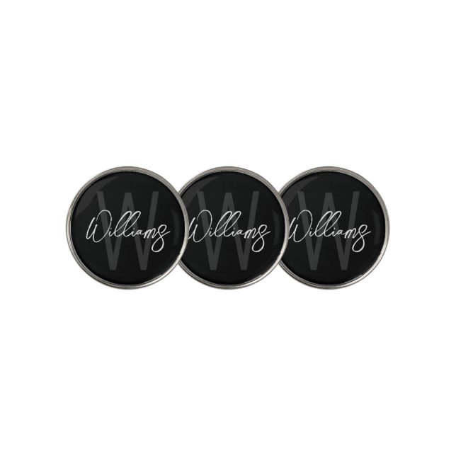 Modern Script Personalized Monogram and Name Golf Ball Marker (3 Up)