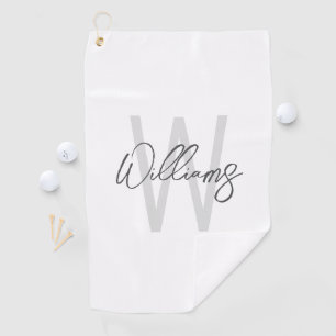 Modern Script Personalized Monogram and Name Golf Towel