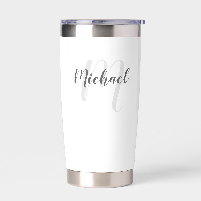 Modern Script Personalized Monogram and Name Insulated Tumbler (Left)