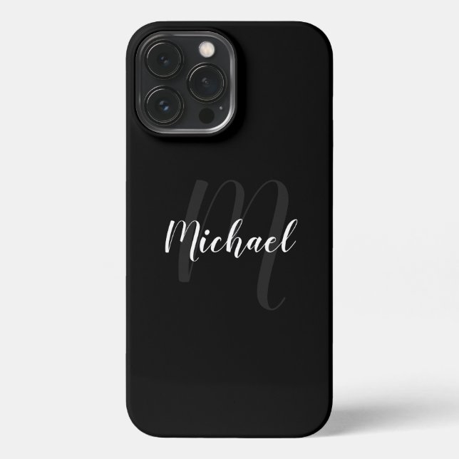 Modern Script Personalized Monogram and Name iPhone Case (Back)