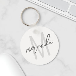 Modern Script Personalized Monogram and Name Keych Keychain