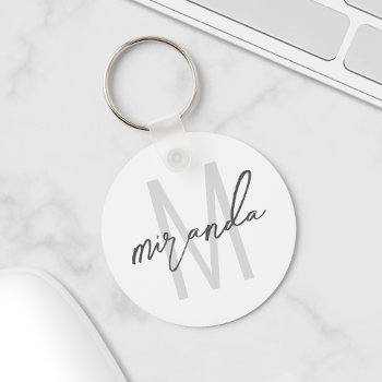 Modern Script Personalized Monogram And Name Keych Keychain by manadesignco at Zazzle