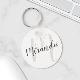 Modern Script Personalized Monogram and Name Keychain