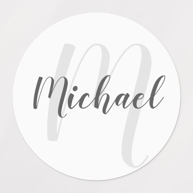 Modern Script Personalized Monogram and Name Labels (Design 1)