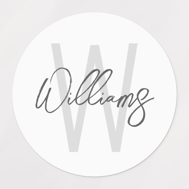 Modern Script Personalized Monogram and Name Labels (Design 1)
