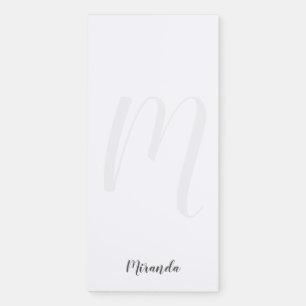 Modern Script Personalized Monogram and Name Magnetic Notepad