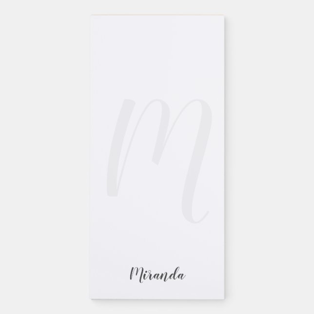 Modern Script Personalized Monogram and Name Magnetic Notepad (Front)