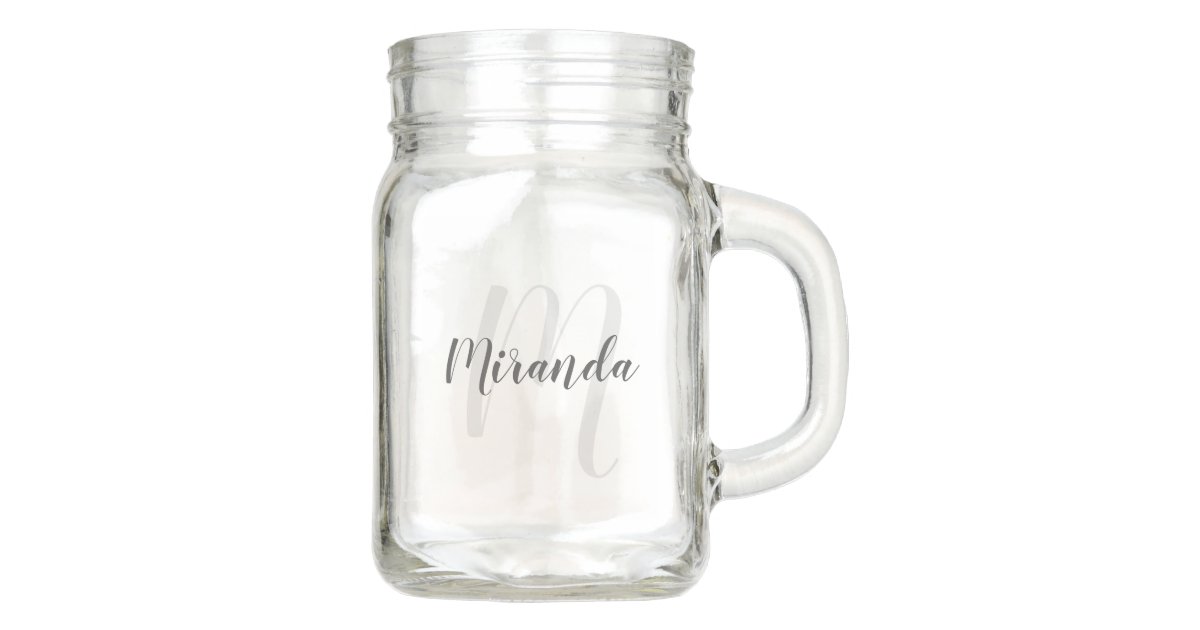 Modern Script Personalized Monogram and Name Mason Jar | Zazzle.com