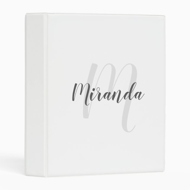 Modern Script Personalized Monogram and Name Mini Binder (Front/Spine)
