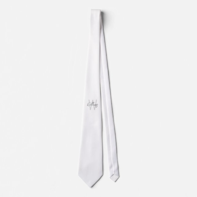 Modern Script Personalized Monogram and Name Neck Tie (Front)