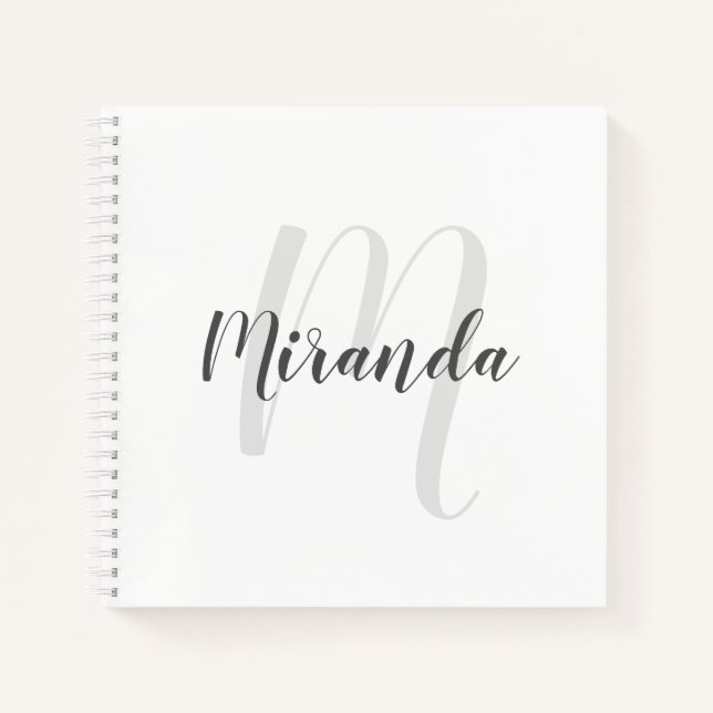 Modern Script Personalized Monogram and Name Notebook (Front)