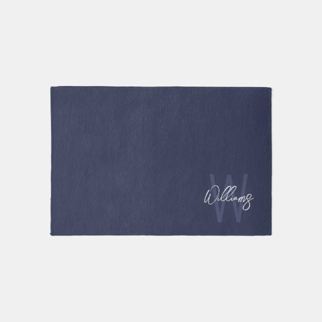 Modern Script Personalized Monogram and Name Outdoor Rug (Front)