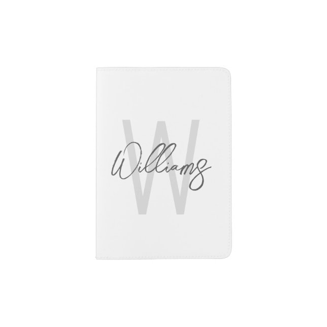 Modern Script Personalized Monogram and Name Passport Holder (Front)