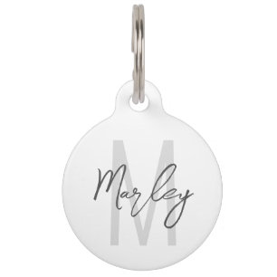 Modern Script Personalized Monogram and Name Pet I Pet ID Tag