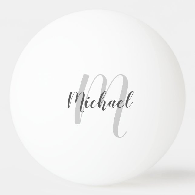 Modern Script Personalized Monogram and Name Ping Pong Ball (Front)