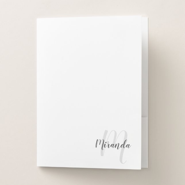 Modern Script Personalized Monogram and Name Pocket Folder (Front)