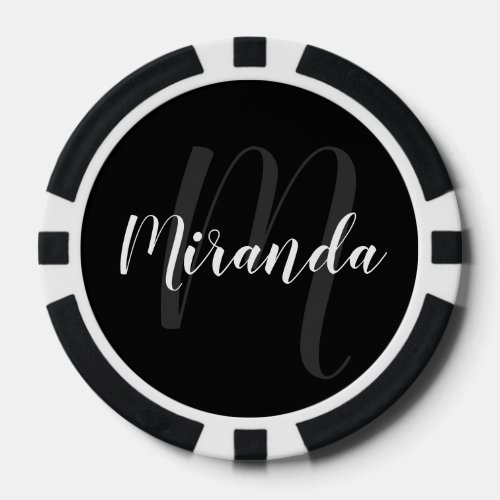 Modern Script Personalized Monogram and Name Poker Chips
