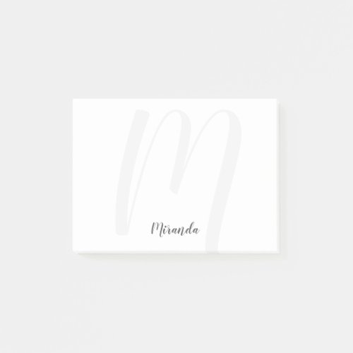 Modern Script Personalized Monogram and Name Post_it Notes