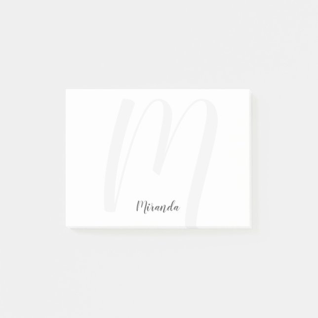 Modern Script Personalized Monogram and Name Post-it Notes (Front)