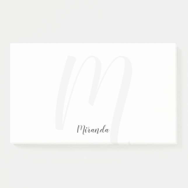 Modern Script Personalized Monogram and Name Post-it Notes (Front)