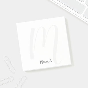 Modern Script Personalized Monogram and Name Post-it Notes