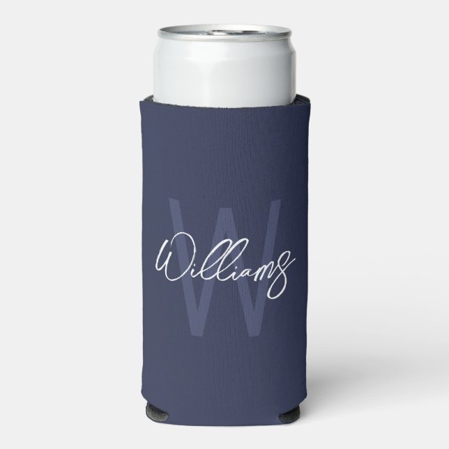 Modern Script Personalized Monogram and Name Seltz Seltzer Can Cooler (Seltzer Front)