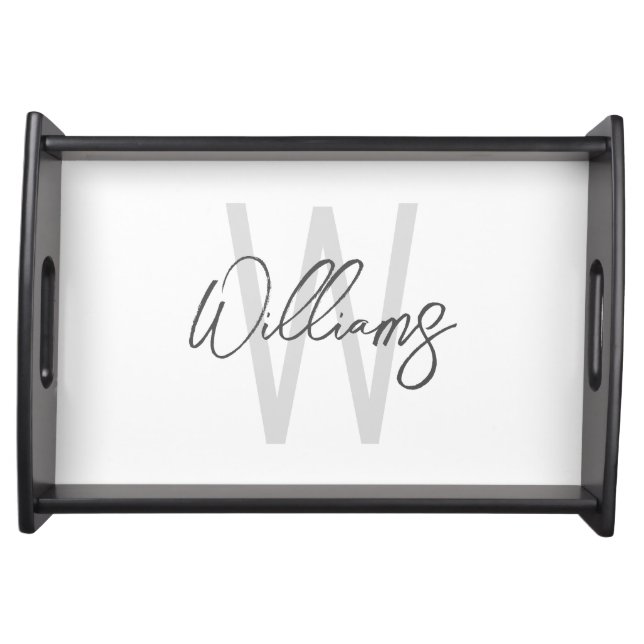 Modern Script Personalized Monogram and Name Serving Tray (Front)