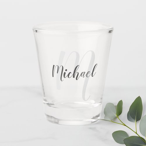 Modern Script Personalized Monogram and Name Shot Glass
