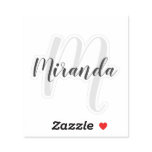 Modern Script Personalized Monogram and Name Sticker