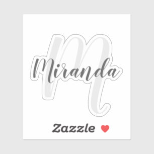 Modern Script Personalized Monogram and Name Sticker