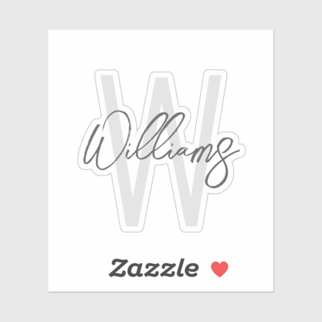 Modern Script Personalized Monogram and Name Sticker (Sheet)