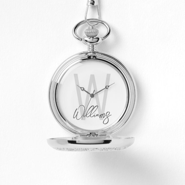 Modern Script Personalized Monogram and Name Watch (Front)