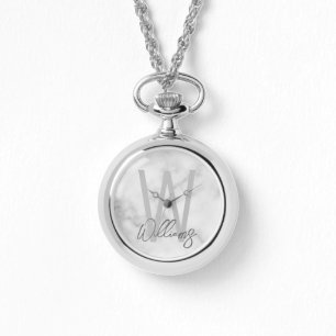 Modern Script Personalized Monogram and Name Watch