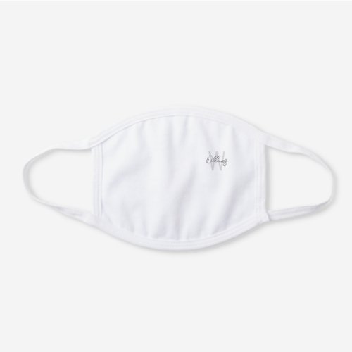 Modern Script Personalized Monogram and Name White Cotton Face Mask