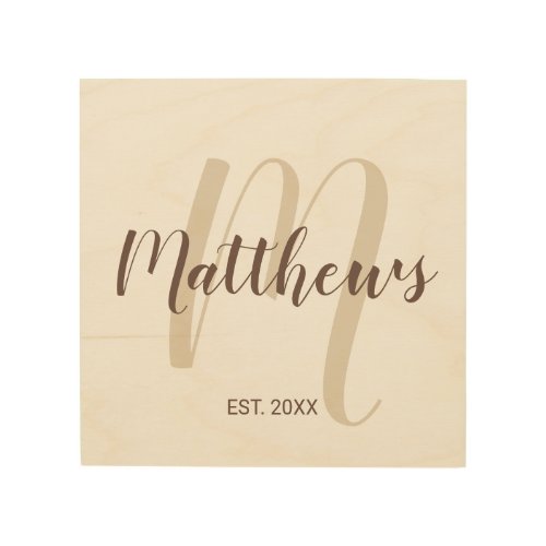 Modern Script Personalized Monogram and Name