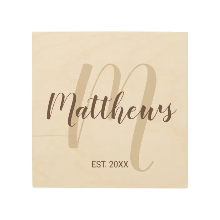 Modern Script Personalized Monogram And Name Wood Wall Art Zazzle Com - Personalized Monogram Wooden Wall Art