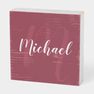 Modern Script Personalized Monogram and Name Wooden Box Sign